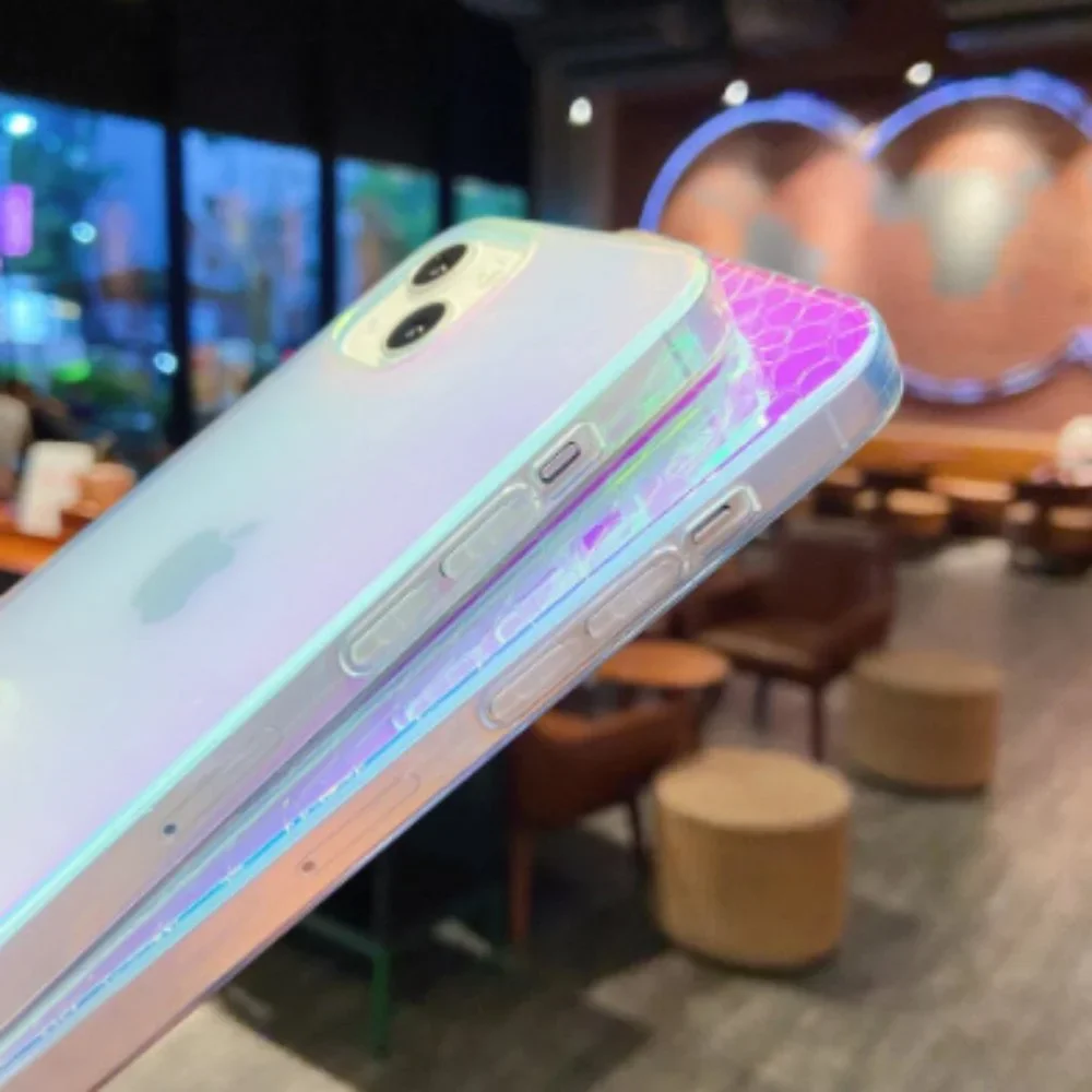NEW iPhone 13/12/Pro/Max Luxury Laser Gradient Clear Phone Case